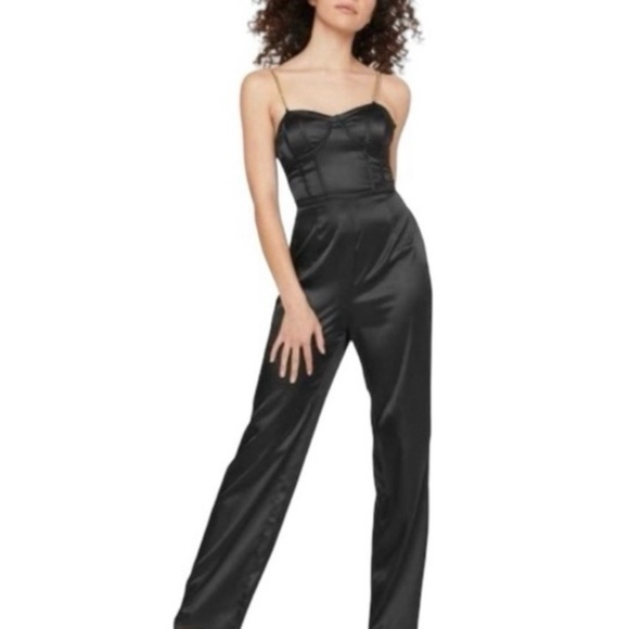 Guess Black Gold Satin Bustier Jumpsuit NWT Size L - Picture 10 of 10